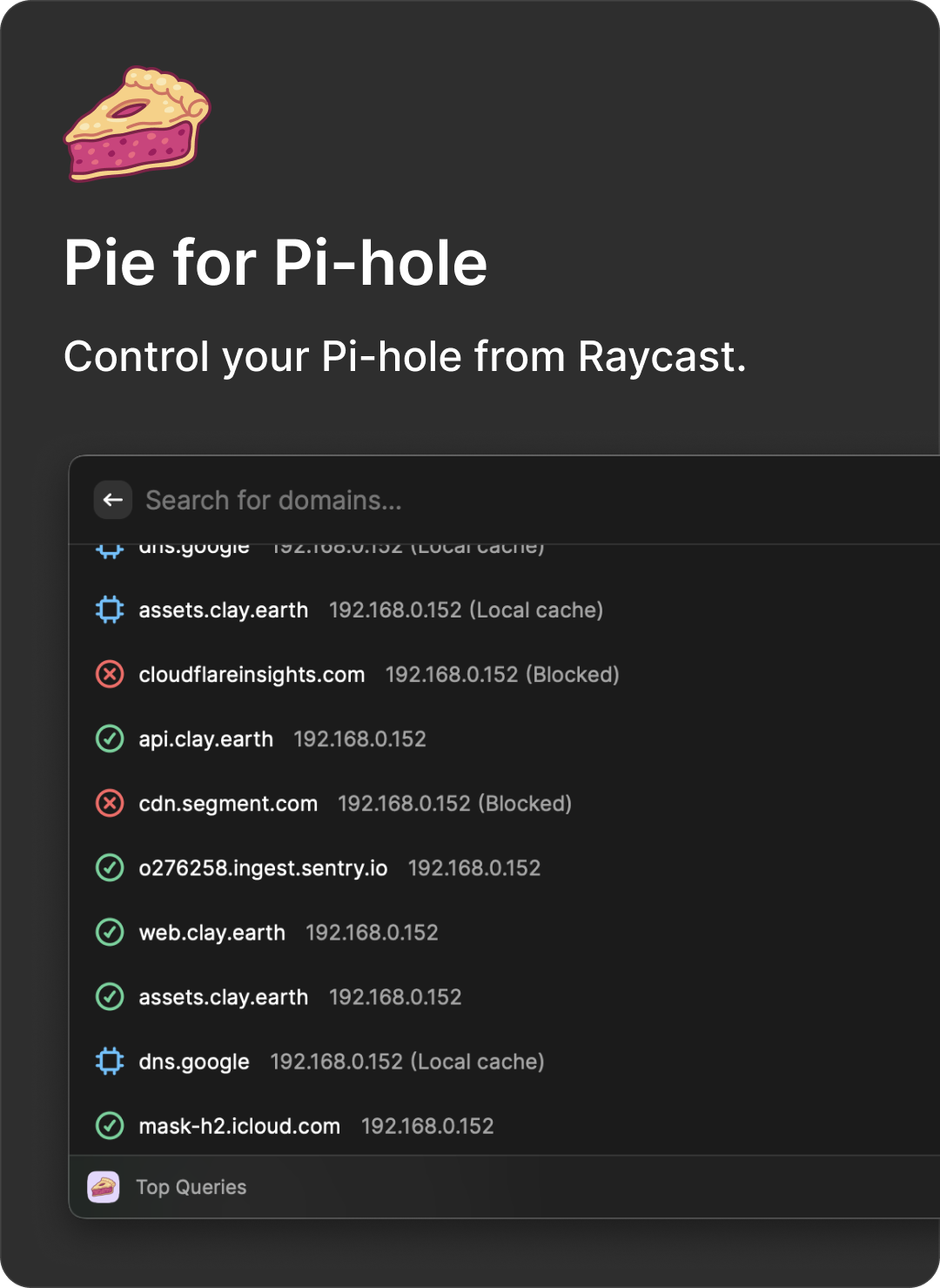 Pie for Pi-hole, a raycast extension
